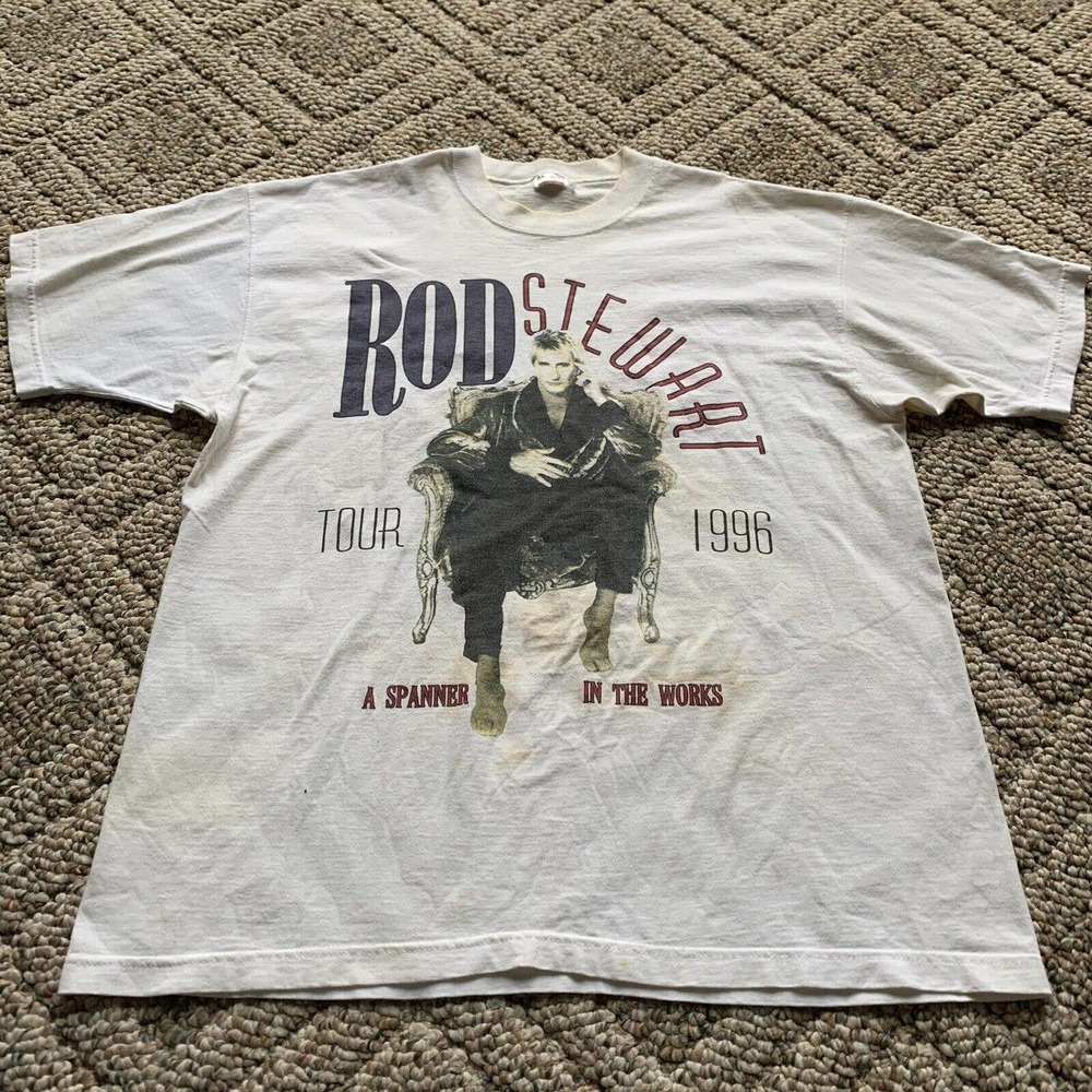VTG Rod Stewart 90s Buffalo Concert 1996 Rock Tour Large band T Shirt 70s 80s